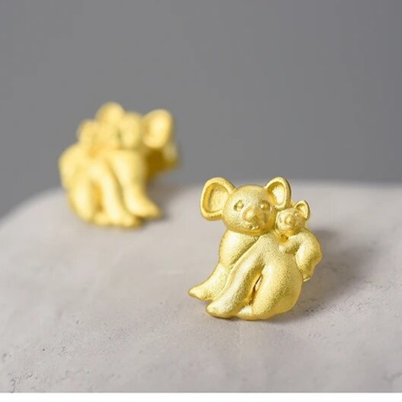 🎁 Artisan Handmade Dainty Gold Koala 925 Silver The Zary  Earrings - Picture 7 of 8